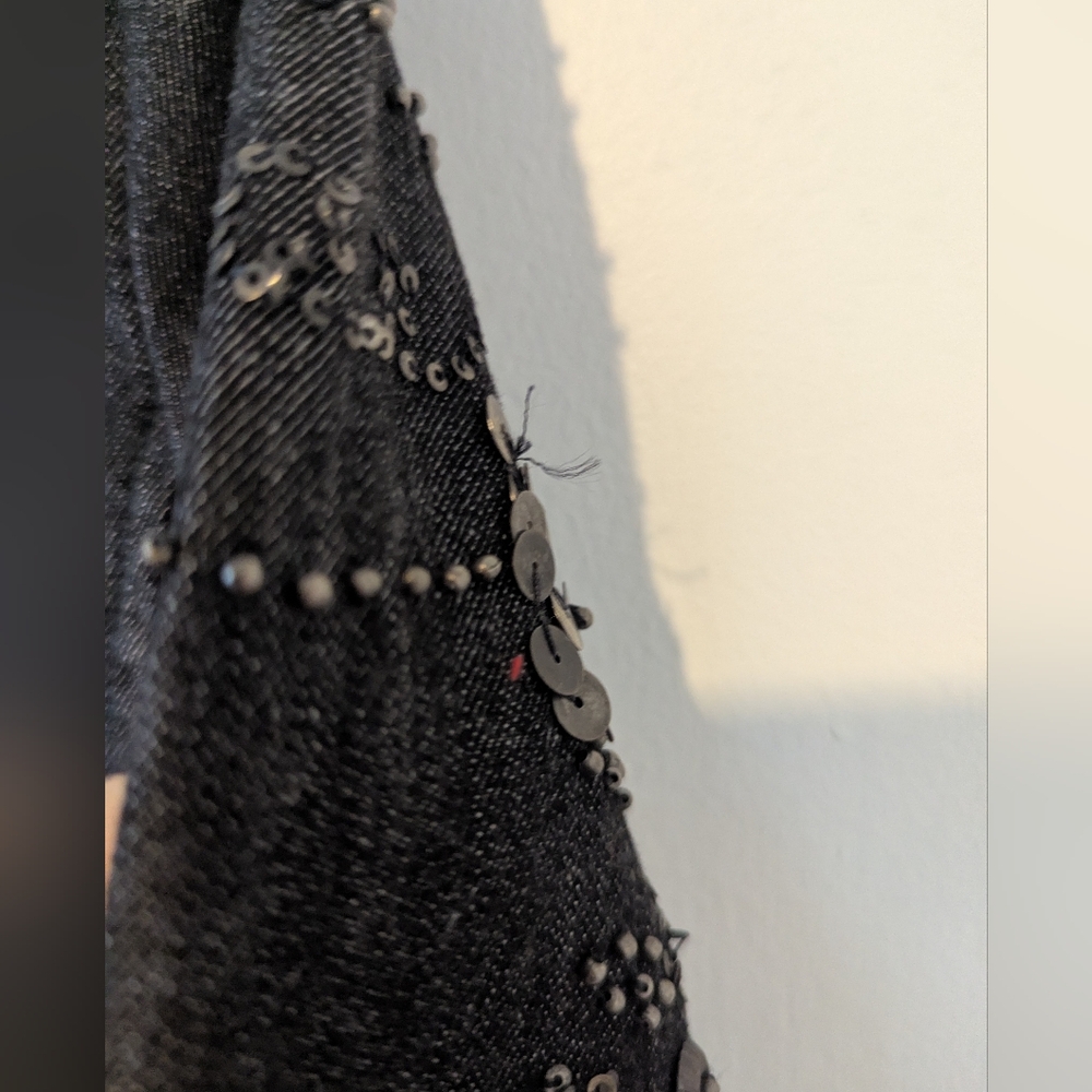 Chico's Vintage 90s Dark Jean Jacket with Embellishments - Picture 6 of 12